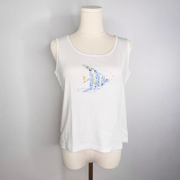 Karen Scott - White Glitter Fish Camisole T-Shirt - Picture 7 of 13